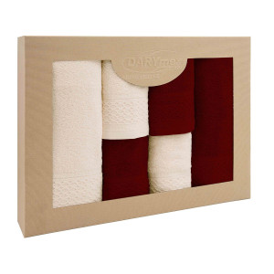 Darymex Ręcznik D Bawełna 100% Solano Ecru + Bordo (P) 2x30x50+2x50x90+2x70x140 kpl