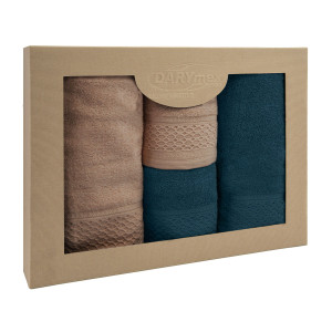 Darymex Ręcznik D Bawełna 100% Solano Beż + Granat (P) 2x50x90+2x70x140 kpl