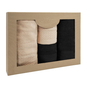 Darymex Ręcznik D Bawełna 100% Solano Cappuccino + Czarny (P) 2x50x90+2x70x140 kpl
