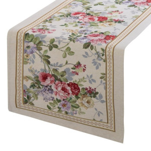 Eurofirany Bieżnik Gobelinowy W Kwiaty 4088 Naturalny 40x100