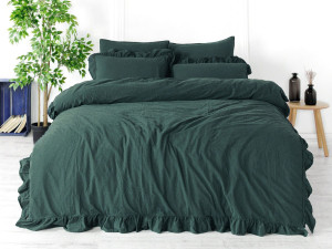 Limasso Pościel bawełniana DARK GREEN 200x220(P) STONEWASHED