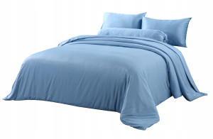 KLARA Pościel Bambusowa 200x220 100% Bambus Niebieska