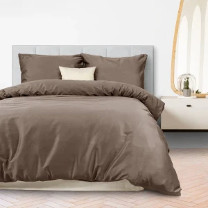 Darymex Pościel Satyna Bawełniana CIEMNO BEŻOWA 140X200