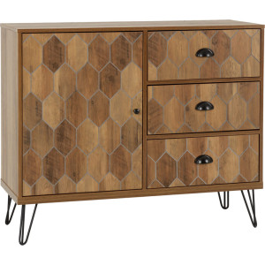 Ottawa 1 Door 3 Drawer Sideboard - Oak/Black