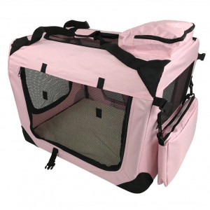 RayGar Folding Soft Crate Pet Carrier (Dog, Cat, Puppy, Kitten) - PinkLarge