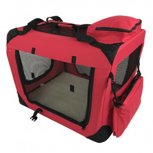 RayGar Folding Soft Crate Pet Carrier (Dog, Cat, Puppy, Kitten) - RedSmall