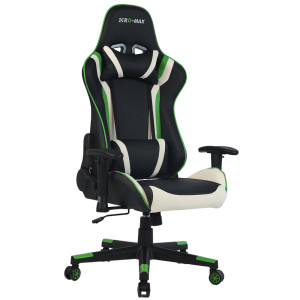 RG-MAX Gaming Chair Ergonomic Racing Style – Adjustable Recline, Support Cushions, PU Leather Office Desk Chair – Green