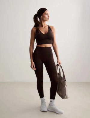 aim´n Shape Seamless Cross Back Bralette - Brown - XS