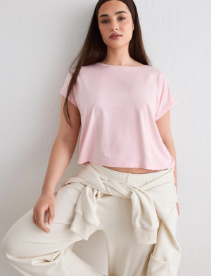 aim´n Soft Basic Roll Sleeve Top - Pink - S Pink S