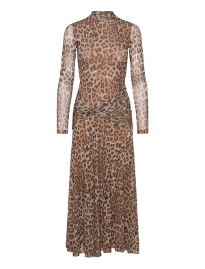 Bardot Lea Printed Mesh Midi Dress   M Brown M