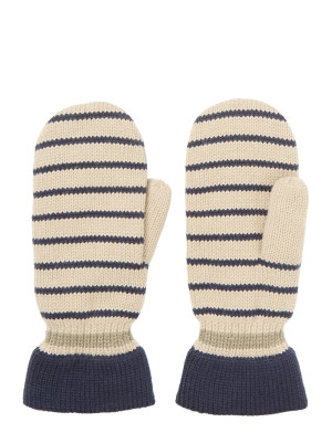 Becksöndergaard Thin Striped Emerald Mittens   L/XL Cream L/XL