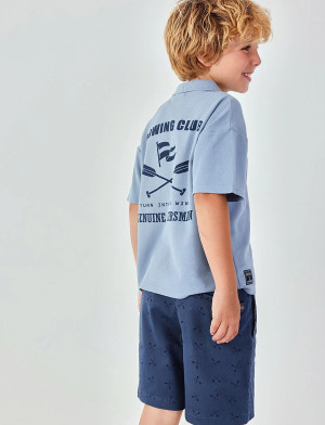 Boboli Pique Polo Dye For Boy -Bci - Blue - 98