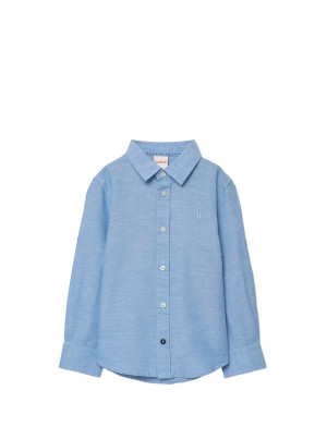 Boboli Linen Shirt Long Sleeves For Boy -Bci   122 Blue 122