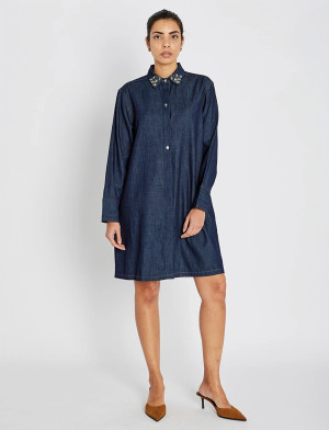 Bruuns Bazaar Chambrabbyinata Dress - Navy - 40