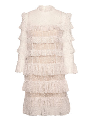 Malina Carmine Frill Lace Mini Dress   M White M