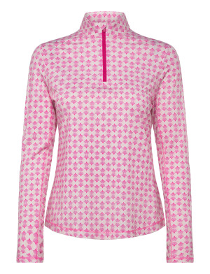 Callaway Geo Print Sun Protection 1/4 Zip Top - Pink - XL