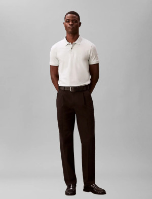 Calvin Ss Slim Refined Pique Polo - Green - L