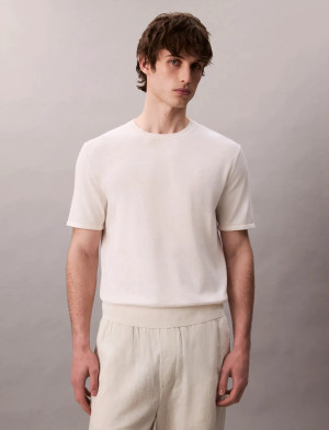 Calvin Ss Supima Cotton Crew 14Gg - White - XXL
