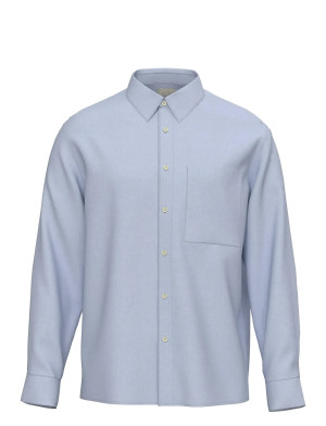Calvin Ls Solid Linen Classic Shirt - Blue - M