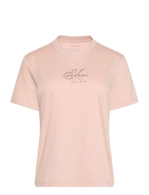 Calvin Ss Classic Foil Monologo Tee   S Pink S