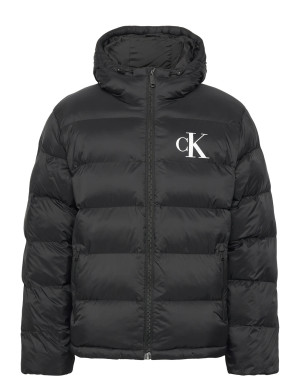 Calvin Ls Nylon Monogram Puffer Jkt   L Black L