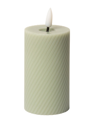 C'est Bon Swirled Led Pillar Candle   H10CM Green H10CM