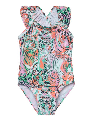Color Kids Swimsuit W. Frills, Aop   104 Patterned 104