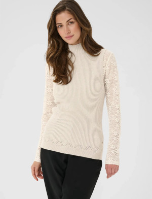 Cream Crdela Knit Sleeveless Turtleneck - Beige - L Beige L
