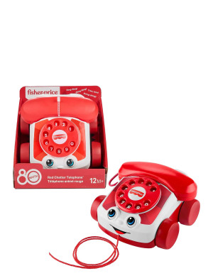 Fisher-Price Red Chatter Telephone Baby & Toddler Pull Toy, Mattel 80Th Anniversary Edition   ONE SIZE Red ONE SIZE