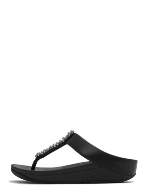 FitFlop Fino Pearls-And-Crystal Toe-Post Sandals   40 Black 40