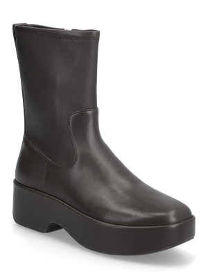 FitFlop F-Luma Stretch Leather Demi-Wedge Mid-Calf Boots - Brown - 39