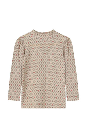 Fliink Kelly Heart Ls Puff Blouse   2 Y Beige 2 Y