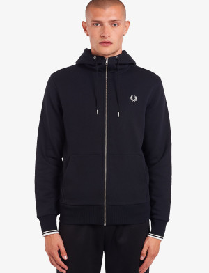 Fred Perry Hooded Zip Sweatshirt - Black - XS