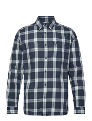 Fred Perry Tartan Twill Shirt   S Blue S