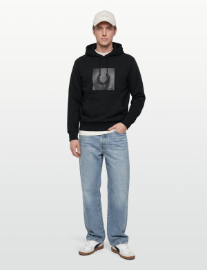 Fred Perry Box Graphic Hooded Sweatsh - Black - S