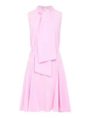 French Connection Era Poplin Godet Bow Dress   L Pink L