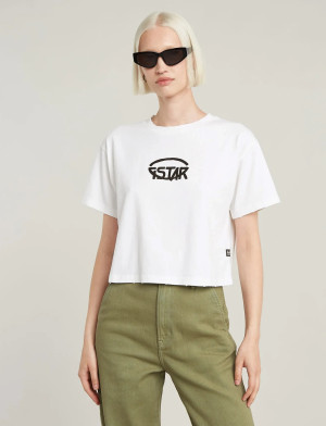G-Star Cropped Logo Relaxed R T - White - XXS