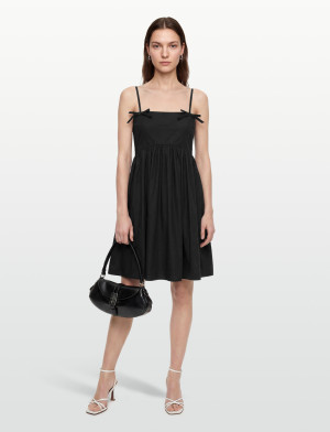 GANNI Cotton Poplin Strap Dress - Black - 36