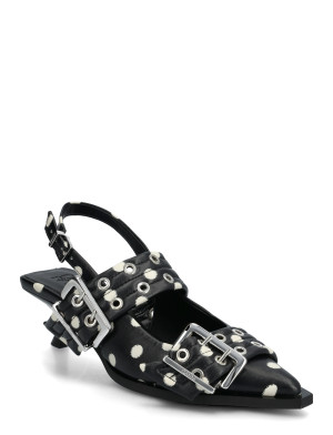 Ganni Feminine Buckle Kitten Heels - Black - 37