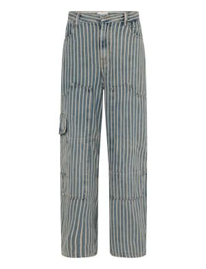 Ganni Striped Denim Carpenter Jeans - Blue - 27