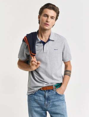 Gant Reg Contrast Pique Ss Polo - Grey - XL