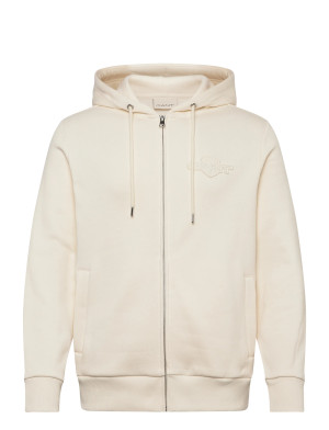 Gant Reg Tonal Shield Full Zip Hoodie - Cream - XXL Cream XXL