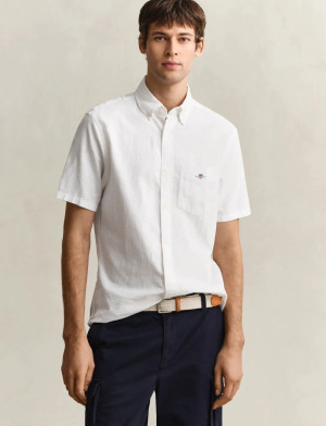 Gant Reg Cotton Linen Ss Shirt - White - XXL