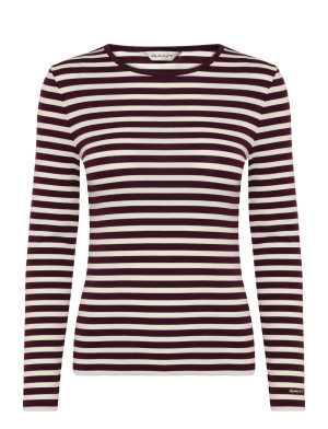 Gant Slim Striped Ls T-Shirt - Burgundy - XS Burgundy XS