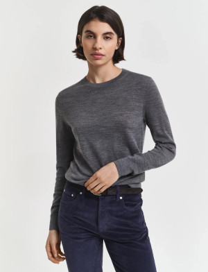 Gant Extrafine Merino Wool C-Neck - Grey - XS