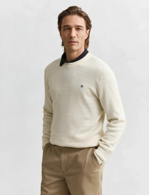 Gant Mini Cable C-Neck - Cream - XXL