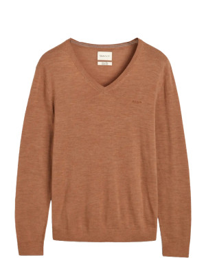 Gant Extrafine Merino Wool V-Neck - Brown - L