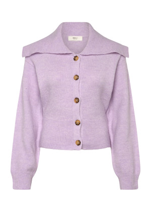 Gina Tricot Ribbed Waist Knitted Cardigan - Purple - L Purple L