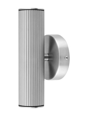 Globen Lighting Wall Lamp Hubble Up/Down Ip44 Facade Lighting Brushed Steel - Silver - 10X10X21CM