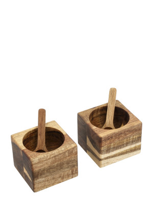 Holm Miniskålesæt Med 2 Skeer 2 Stk. - Brown - 6X6X5CM